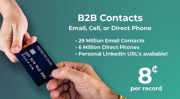 B2B Contacts with Email, Cell, Direct Phone & LinkedIn URL
